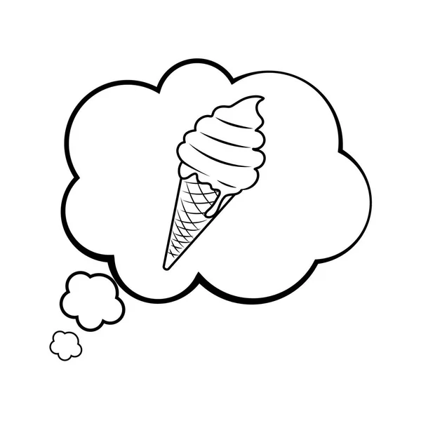 Popart Ice Cream cartoon in zwart-wit — Stockvector