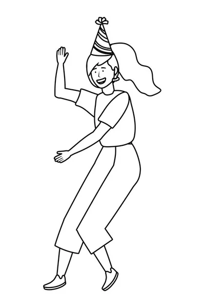 Femme dessin animé avec la conception de chapeau de fête — Image vectorielle