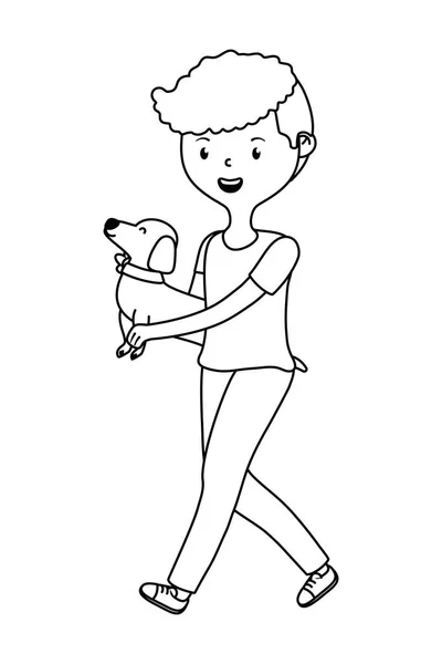 Jongen met hond cartoon design — Stockvector