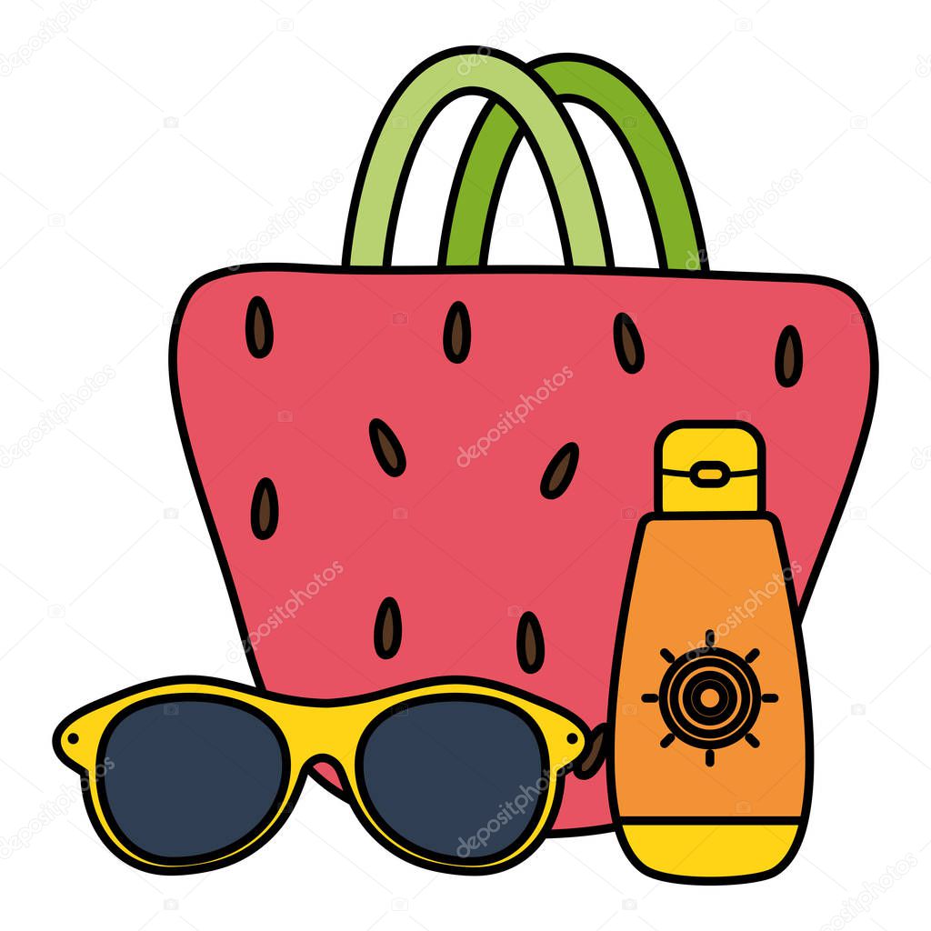 handbag female with sunglasses and blocker solar