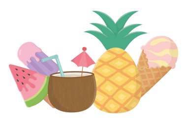 Yaz ve tatil simgesi set tasarım