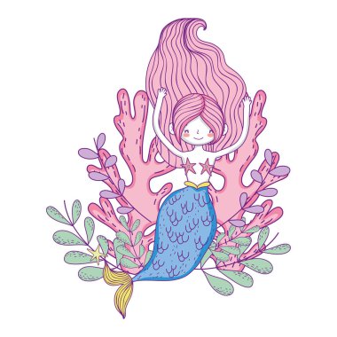 Deniz yosunu fairytale karakter ile güzel deniz kızı