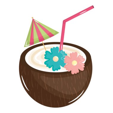 Tropikal Hindistan cevizi kokteyl simge yaz