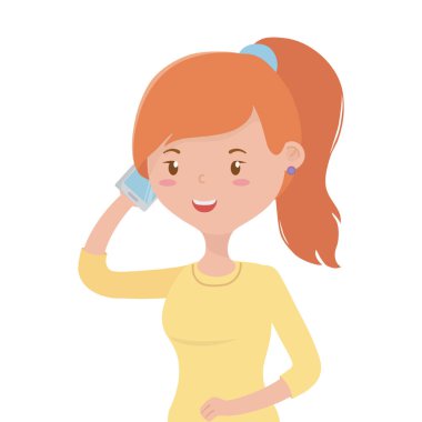 Akıllı telefon tasarımı ile kadın karikatür