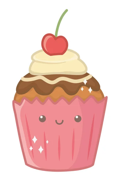 Cupcake dessert cartoon design vector illustrator — Stock Vector