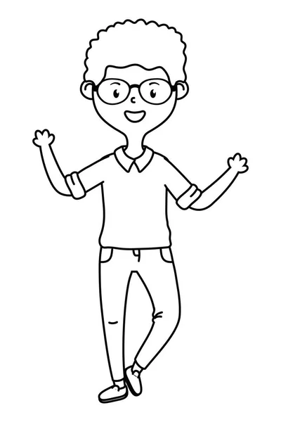 Απομονωμένο εφηβικό αγόρι σχέδιο κινουμένων σχεδίων — Διανυσματικό Αρχείο