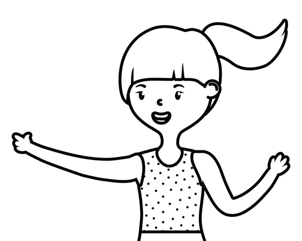 Ilustrator desain kartun gadis remaja - Stok Vektor