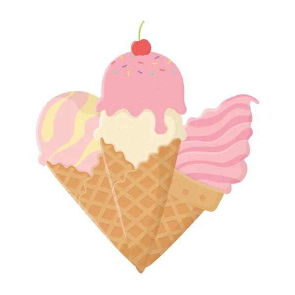 Verano y delicioso diseño de helados — Vector de stock