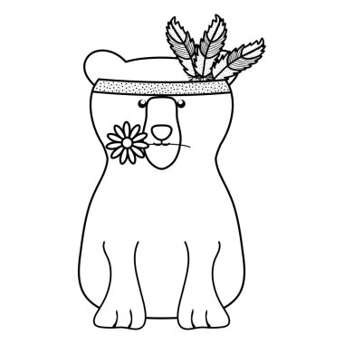 ayı Grizzly ile tüyler şapka Bohem tarzı