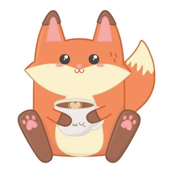 Isolated kawaii of fox cartoon design — Stock Vector