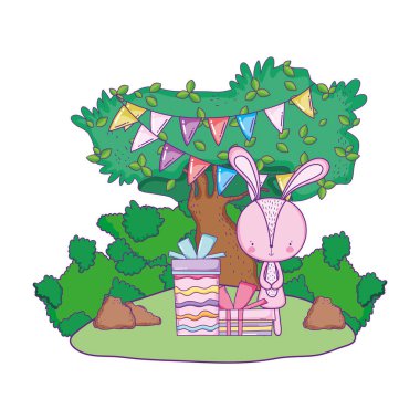 manzara giftbox ile sevimli küçük tavşan