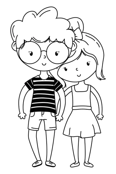 Genç çocuk ve kız karikatür tasarım — Stok Vektör