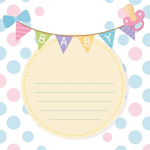 Baby shower card with garlands hanging — Stock Vector