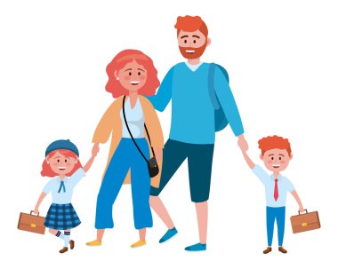 Çocuklar okul tasarımına gidiyor ile ebeveynler