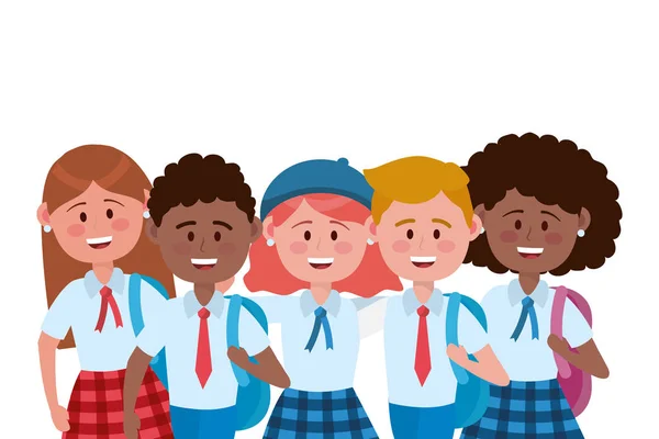 Chłopcy i dziewczęta dzieci projektowania szkolnego — Wektor stockowy