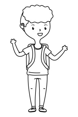 Genç çocuk karikatür tasarım vector Illustrator