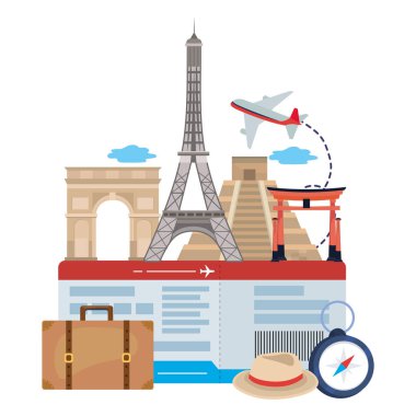 Landmark ve seyahat simgesi seti tasarım