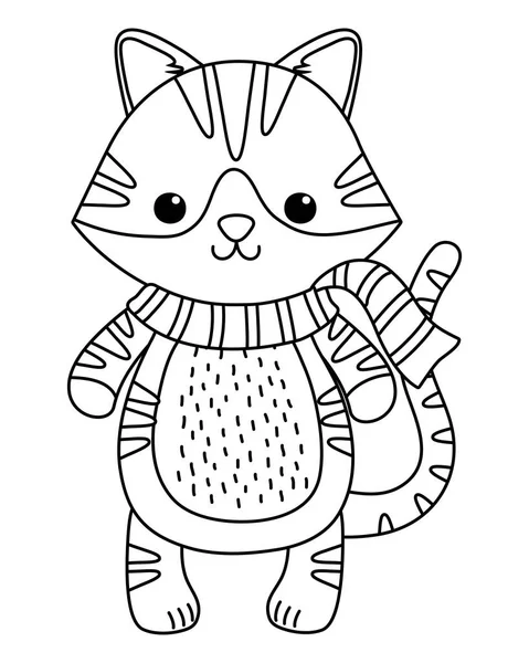 Desenho animado de gato com design de cachecol — Vetor de Stock