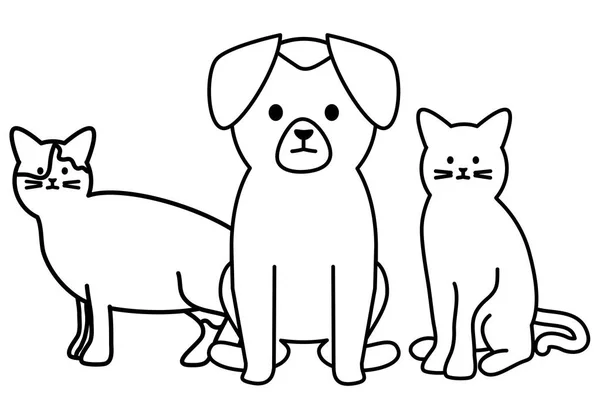 Rozkošné kočky a psí makoty ozdobnosti postavy — Stockový vektor