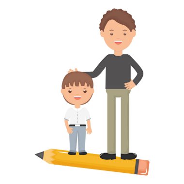 öğretmen ve kalem ile sevimli küçük öğrenci çocuk