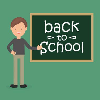 kara tahta ile genç erkek öğretmen