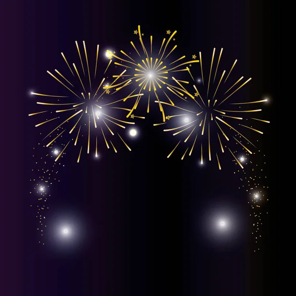 Fuegos artificiales brillantes dibujos animados — Vector de stock