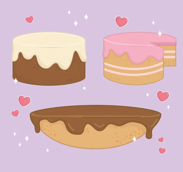 Σειρά από γλυκά κέικ εικονίδια αρτοποιίας — Διανυσματικό Αρχείο