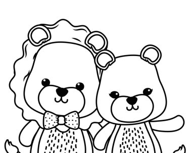 Dişi aslan ve aslan tasarım çift