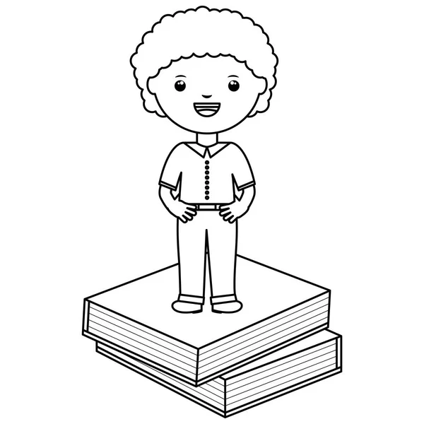 Cute Little student chłopiec z książek — Wektor stockowy
