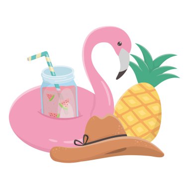 Yaz ve tatil simgesi set tasarım