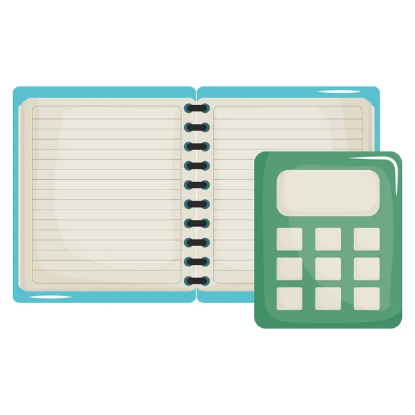 Notebook school supply with calculator — Stock Vector