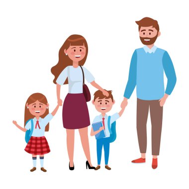 Çocuklar okul tasarımına gidiyor ile ebeveynler