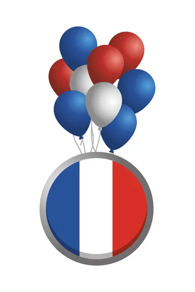 Francia bandera globos diseño vector ilustración — Archivo Imágenes Vectoriales