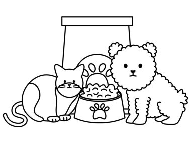 Yemek çantası ile sevimli kedi ve köpek Maskotlar