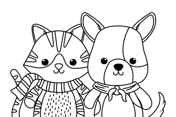 Kot i pies projekt kreskówki — Wektor stockowy