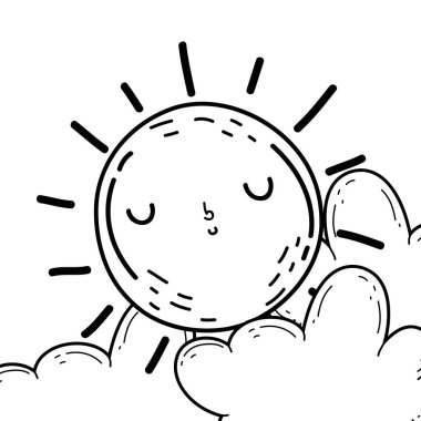 İzole güneş karikatür vektör tasarım çizmek