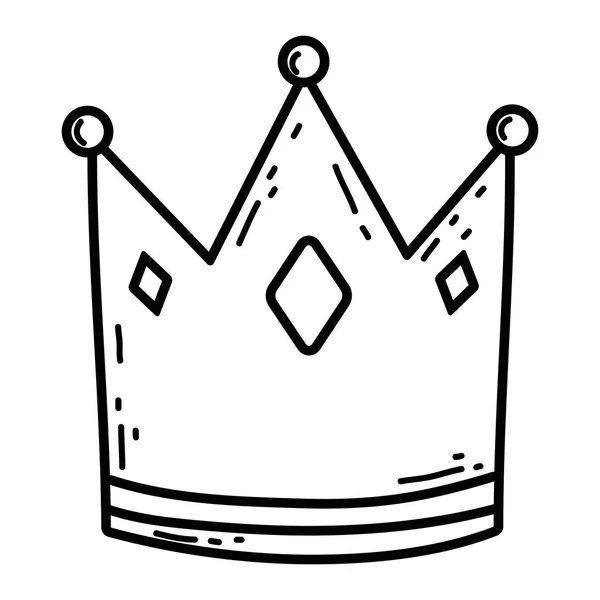 Diseño de dibujo de corona real aislado — Vector de stock