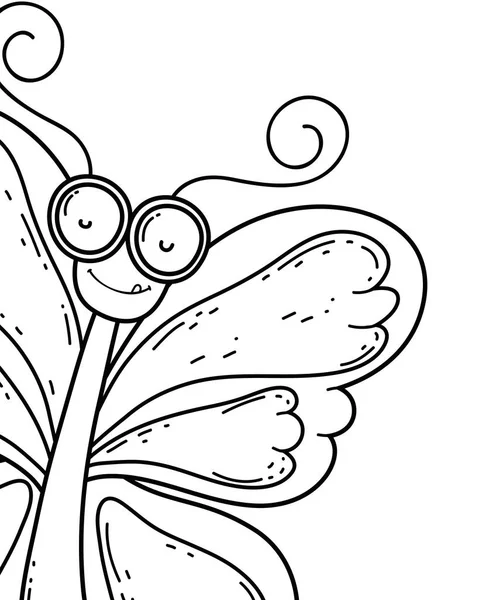 孤立的蝴蝶绘制卡通设计 — 图库矢量图片
