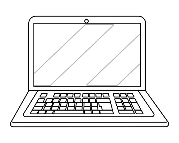 Desenho animado ícone laptop em preto e branco —  Vetores de Stock