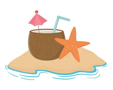 İzole Hindistan cevizi kokteyl tasarım vektör