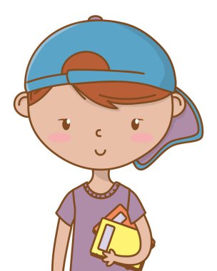 Genç çocuk karikatür tasarım vector Illustrator