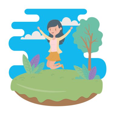 Genç kız karikatür tasarım vector Illustrator