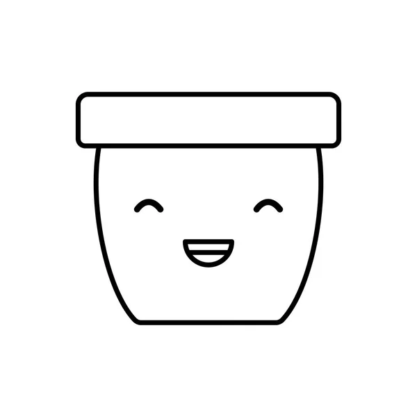 Pot en céramique jardinage caractère kawaii — Image vectorielle