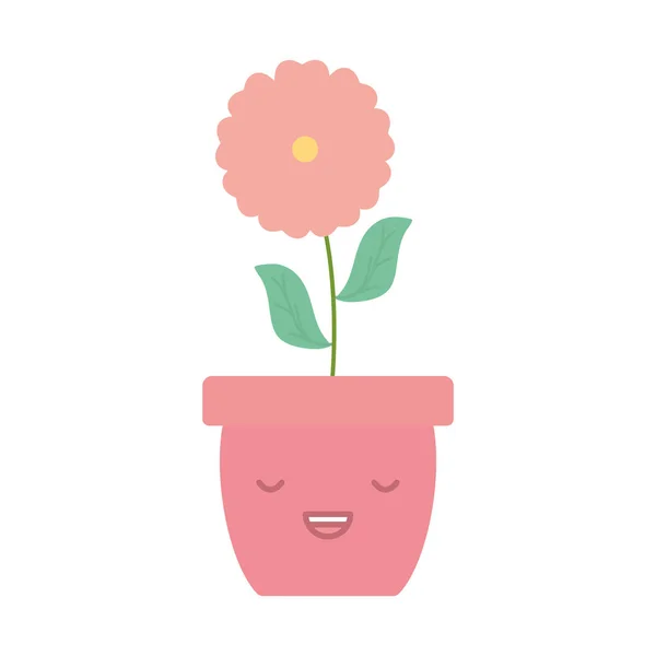 Trädgård blomma i potten kawaii karaktär — Stock vektor