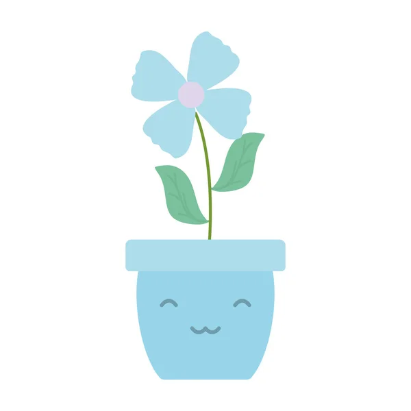 Kerti virág a pot Kawaii karakter — Stock Vector