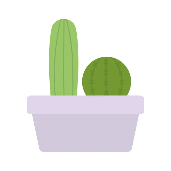 正方形のセラミックポットのエキゾチックなサボテン植物 — ストックベクタ