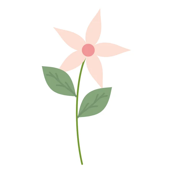 Linda flor y hojas jardín planta icono decorativo — Vector de stock