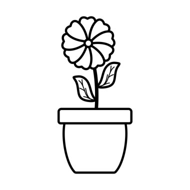 Seramik pot sevimli çiçek ve yaprakların bitki