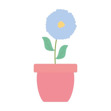 Seramik pot sevimli çiçek ve yaprakların bitki