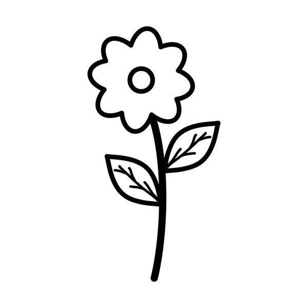 Милый цветок и листья садового растения декоративная икона — стоковый вектор